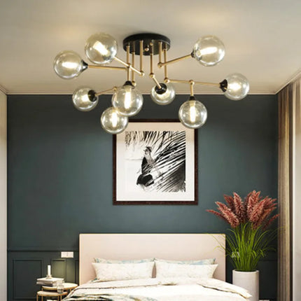 Lustre suspension en verre avec éclairage décoratif contemporain — LZ4X9T2