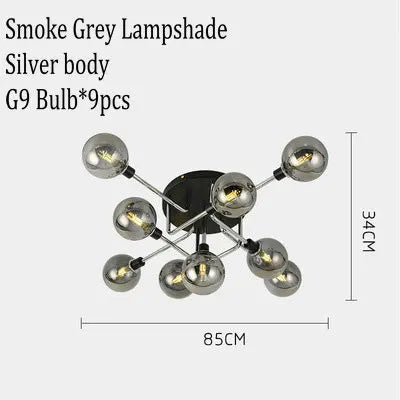 Lustre moderne en verre gris fumée pour intérieur — LZ4X9P2