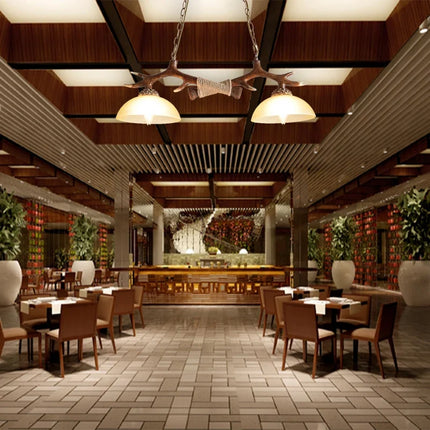 Lustre LED antique en résine style nordique pour restaurant et bar — LZ4Q7X9