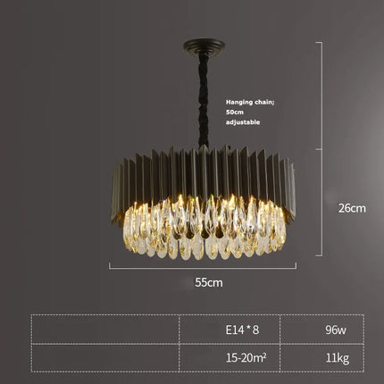 Suspension ronde LED en cristal noir et doré — LZ4X9P2Q