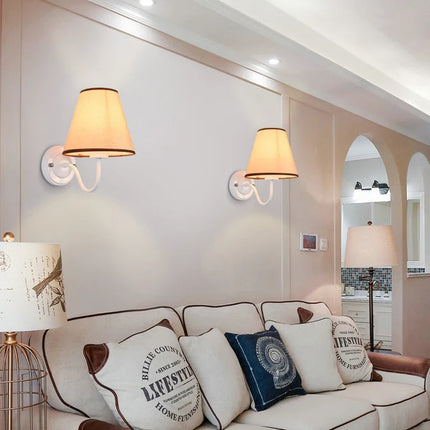 Applique murale LED rétro américaine en tissu avec abat-jour européen — LZ4X9P2