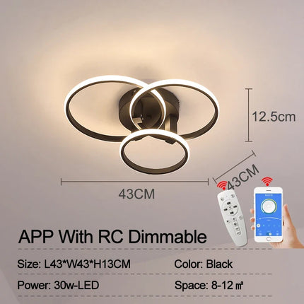 Plafonnier LED moderne cercle dimmable avec télécommande pour salon et chambre — LZ4X9J