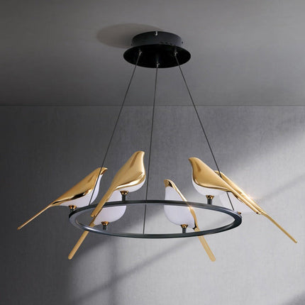 Lustre LED design en forme d’oiseaux dorés Pie — LZ4X9T