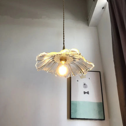 Suspension LED design fleur en verre et laiton style nordique — LZ4XJ9