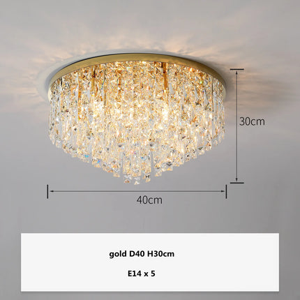Plafonnier LED en acier chromé avec cristaux K9 style Art déco — LZ4M7Q2