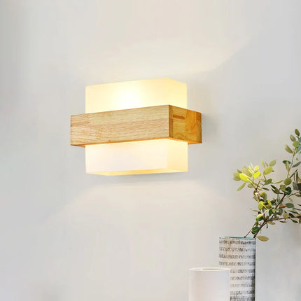 Applique murale nordique en verre et bois pour décoration intérieure — LZ4X9T2