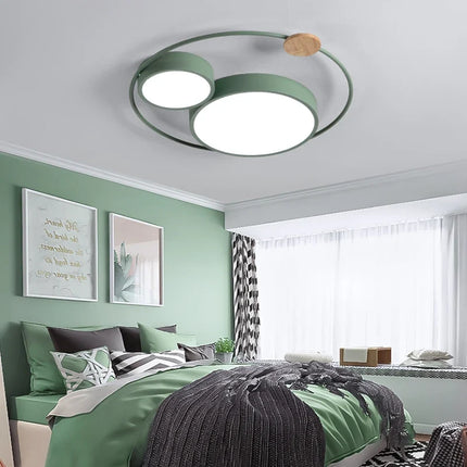 Plafonnier LED rond nordique en bois et acrylique macaron — LZ4X9P