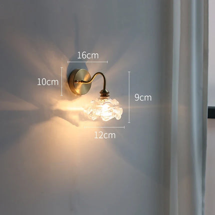 Applique murale fleur en verre avec chaîne interrupteur pour LED chambre et salle de bain — LZ4X9T