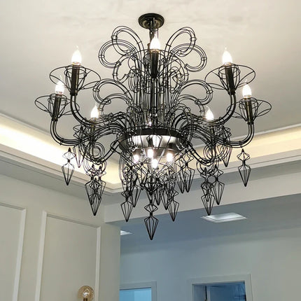 Lustre baroque noir et blanc pour éclairage intérieur — LZ4X9T