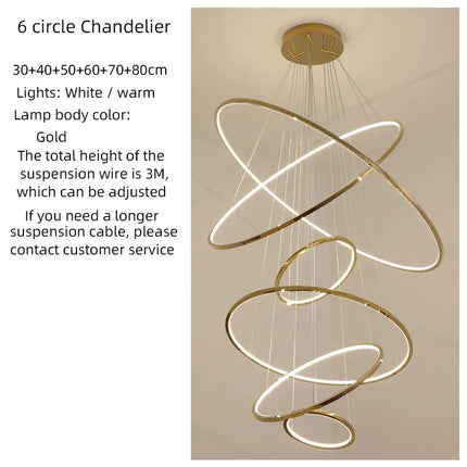 Lustre suspension cercle doré style nordique pour intérieur — LZ4D7XQ