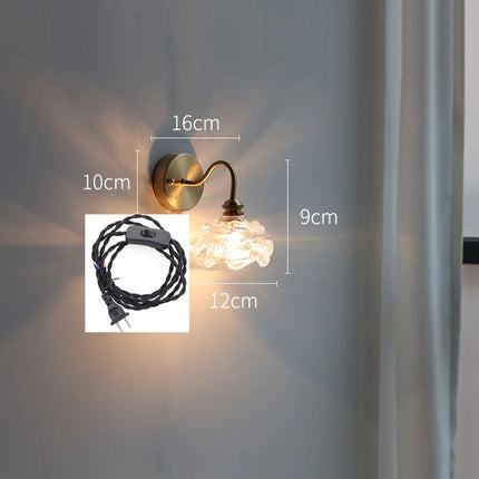 Applique murale fleur en verre avec chaîne interrupteur pour LED chambre et salle de bain — LZ4X9T