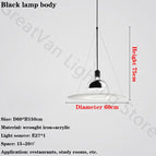 Diamètre 60cm / Corps de lampe noir / Lumière chaude, pas de télécommande