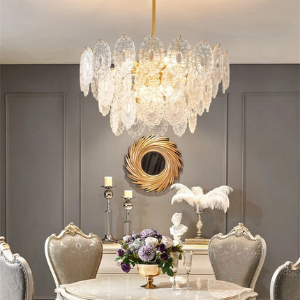 Lustre rond en cristal doré à LED design moderne — LZ4X9T2
