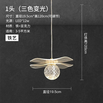Lustre moderne LED en acrylique et cuivre forme feuille de lotus — LZ7XQ2