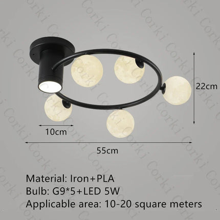 Plafonnier design en métal noir et doré avec globe blanc pour intérieur moderne — LZ4X9M