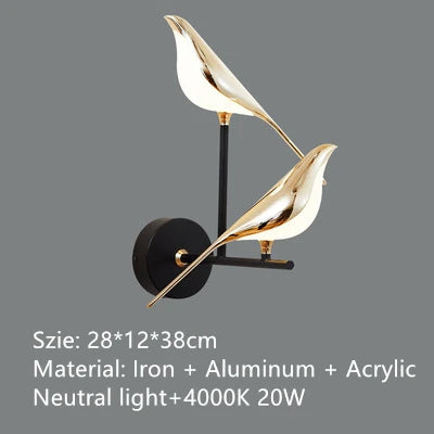 Suspension LED oiseau fantaisie plaquée or avec design moderne ajustable — LZ4Q9XJ2