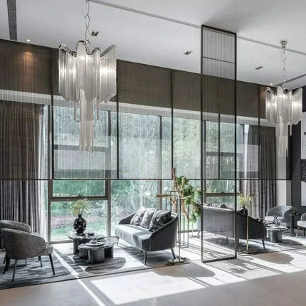 Lustre moderne en aluminium à LED avec chaîne et pompons — LZ4X9B