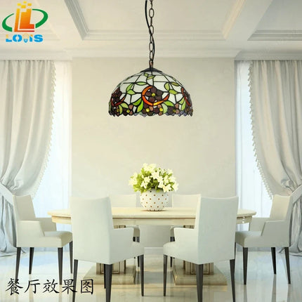 Lustre orchidée en verre teinté style Tiffany pour intérieur élégant — LZ4X9J