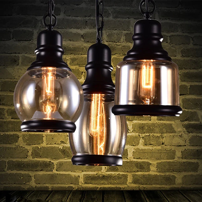 Suspension vintage en verre pour ambiance industrielle bar et café — LZ4X9T