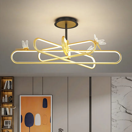 Lustre LED moderne rétractable motif libellule style nordique — LZ4X9T2