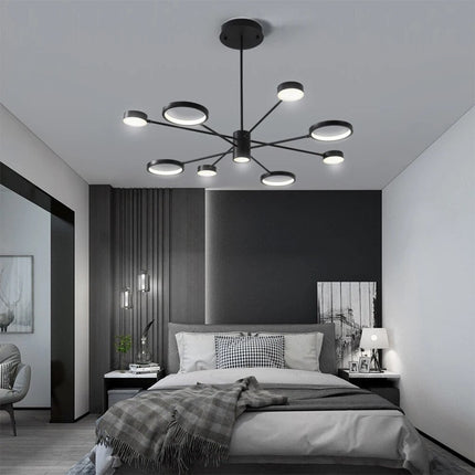 Plafonnier LED multi-têtes en fer noir design — LZ4X9P