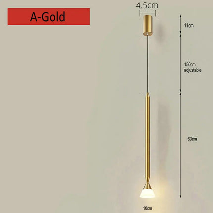 suspension créative simple avec long câble en verre et aluminium