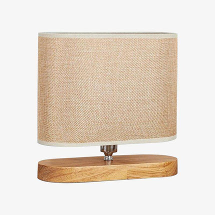Lampe de table en bois avec abat-jour ovale en tissu — LZ4G7XQ