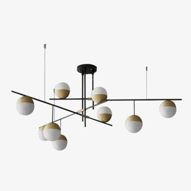 Lustre design à branches avec boules en verre et métal doré — LZ4X9M