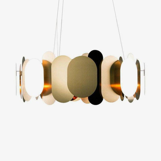 Lustre design chromé moderne à plaques rondes et plates Villa