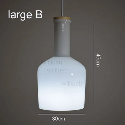 Suspension avec abat-jour en verre blanc forme bouteille Nader — LZ4X9T