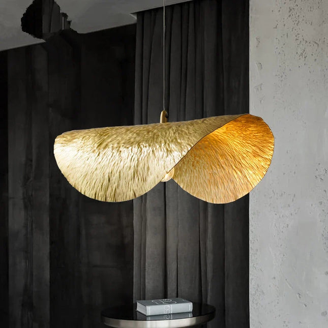 Suspension moderne avec abat-jour feuille dorée Cel — LZ4X9Q