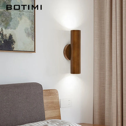 Applique murale nordique en bâton de bois brillant orientable vers le bas — LZ4X9JQ