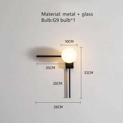 Applique murale moderne boule créative avec abat-jour en verre — LZ4P9XQ