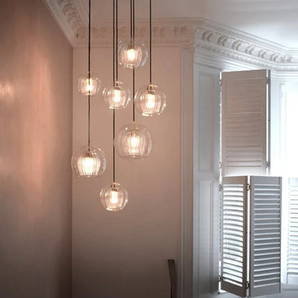 Suspension ronde en verre au design industriel lumineux et élégant — LZ4X9T2
