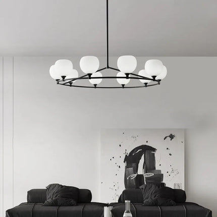 Lustre moderne en cuivre noir avec ampoule en verre blanc — LZ4X9P