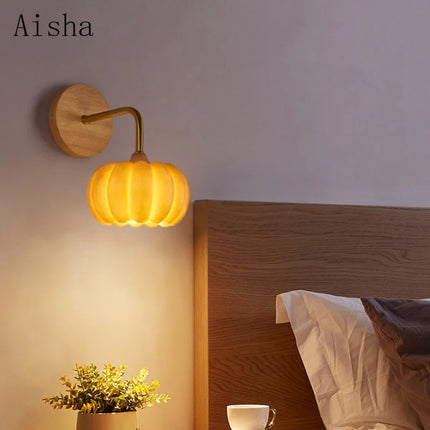 Applique murale japonaise citrouille en résine avec éclairage LED créatif — LZ4X9P