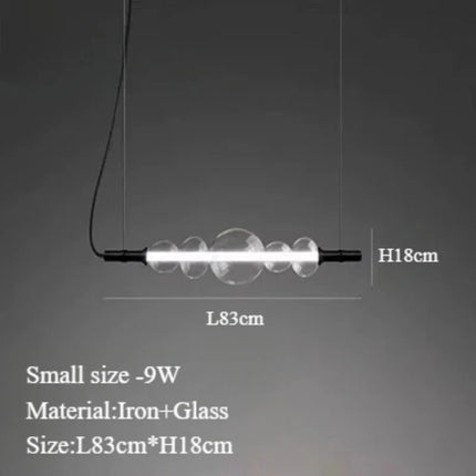 lustre suspendu en verre avec lumières led pour décoration moderne