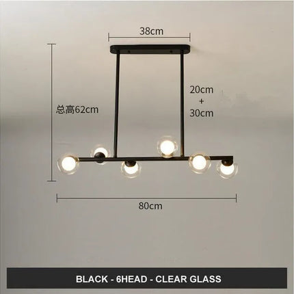 Lustre design boules de verre horizontales