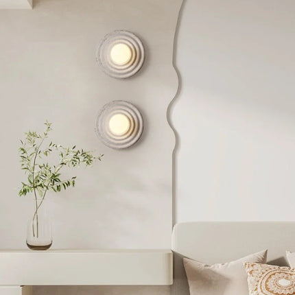 Applique murale LED ronde en résine style rétro japonais — LZ4X9P2
