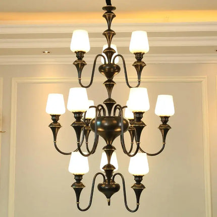 Lustre en cuivre avec abat-jour en verre moderne et élégant — LZ4X9P