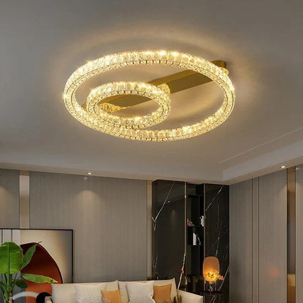 Plafonnier LED dimmable anneau doré avec cristal — LZ4Q7M1