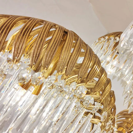 Lustre en cuivre orné de cristal pour décoration rétro élégante — LZ4X9J
