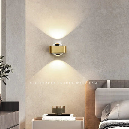 Applique murale carrée cuivre à double tête LED design luxe — LZ4X9M