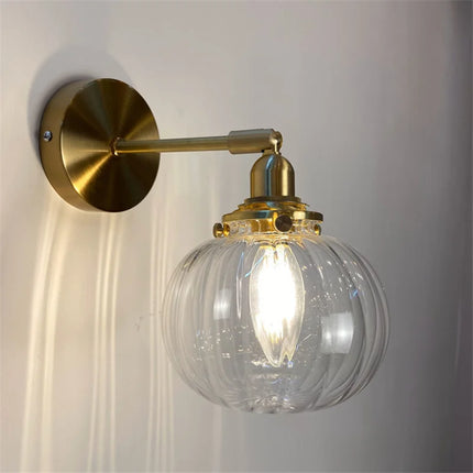Applique murale rétro en laiton et verre au design élégant — LZ4X9P