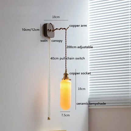 Applique murale LED moderne en noyer et cuivre avec prise — LZ4X9P