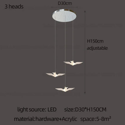 suspension LED décorative en forme d'oiseau idéale pour loft