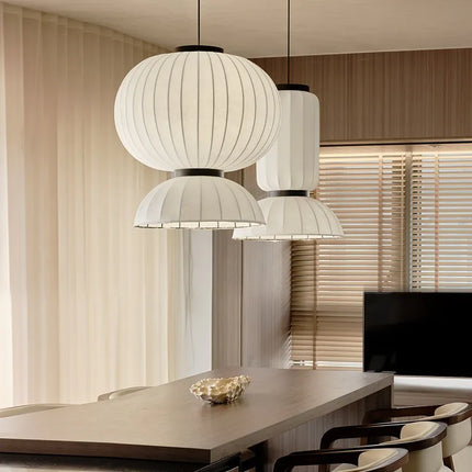 Lustre suspension ovale en tissu style soie japonaise — LZ4X9P2