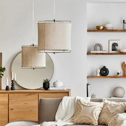 Suspension artisanale en coton et lin style wabi sabi pour hôtels et restaurants — LZ4X9T2