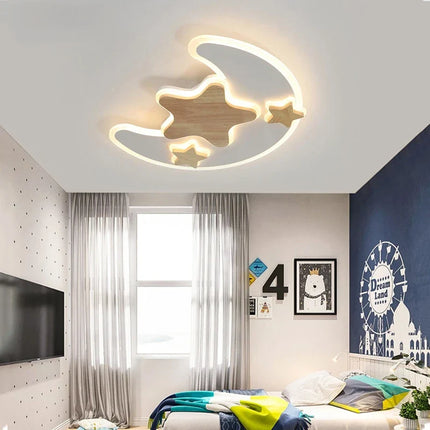 Plafonnier LED enfant avec motifs étoiles et lune, luminosité réglable — LZ4X9M