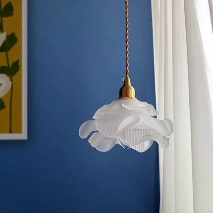Suspension rétro en laiton et verre à pétales décoratives — LZ4X9J